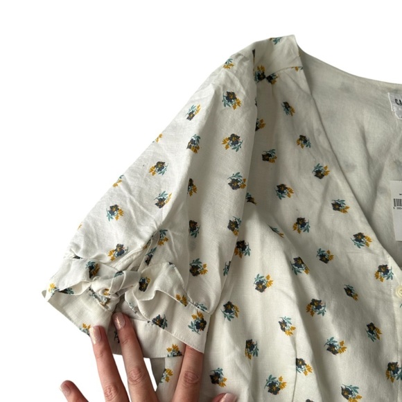 GAP size 16 NWT short sleeve a-line floral print linen blend dress mid-length - Picture 3 of 12